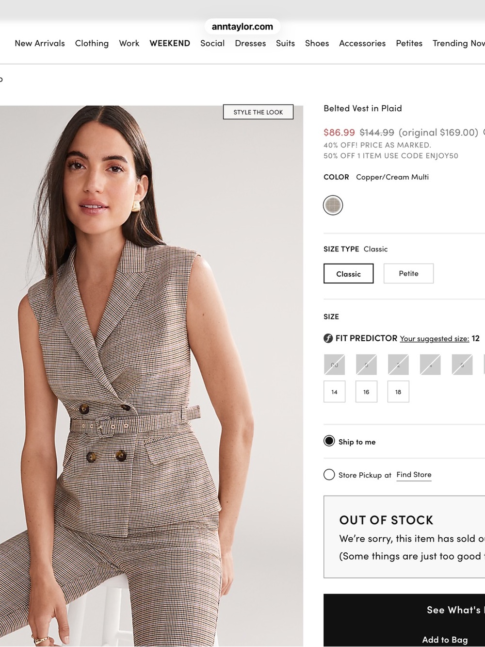 Ann Taylor Black and Cream Houndstooth Blazer Vest and pants